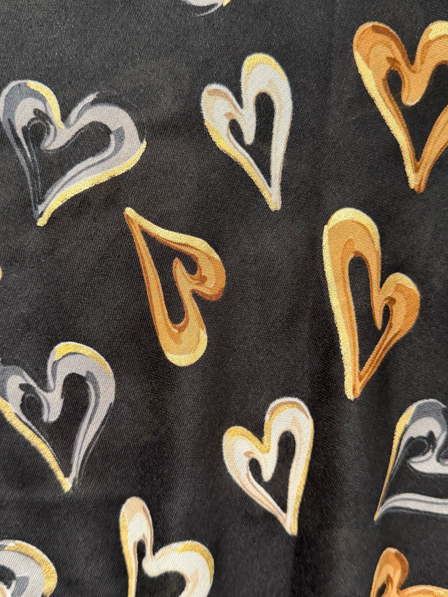 Square Scarf - Black and Gold Hearts