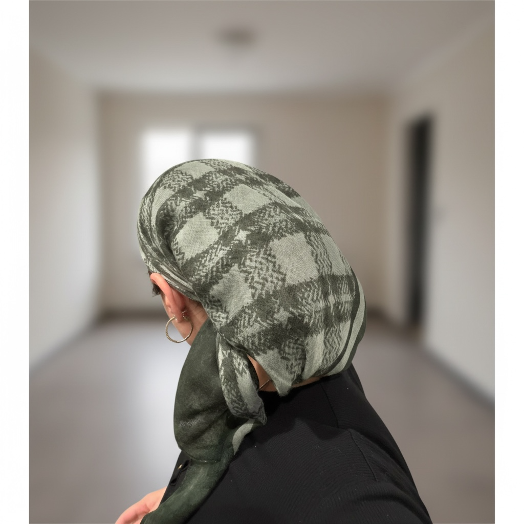 Square Tichel - Green Plaid