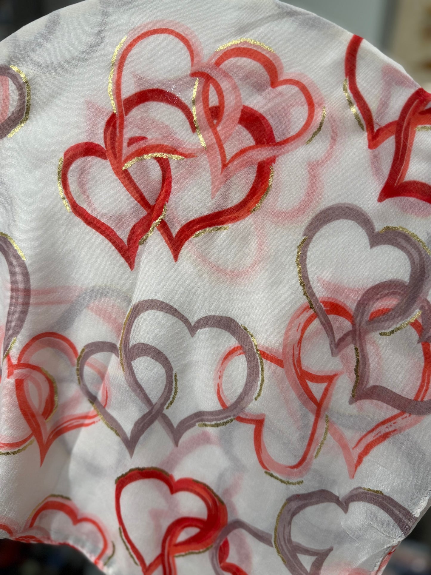 Square Tichel - Red Hearts