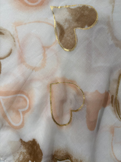 Square Scarf - Soft Gold Hearts