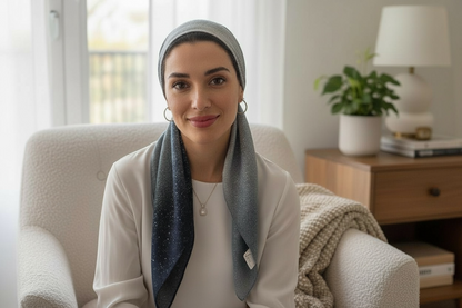 Square Tichel - Sparkling Blue Ombre