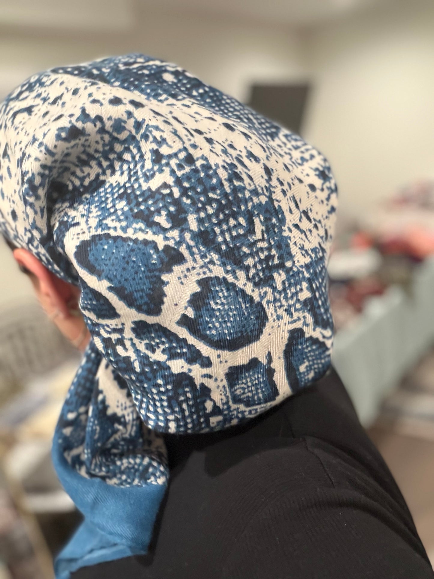Square Tichel - Blue Snakeskin