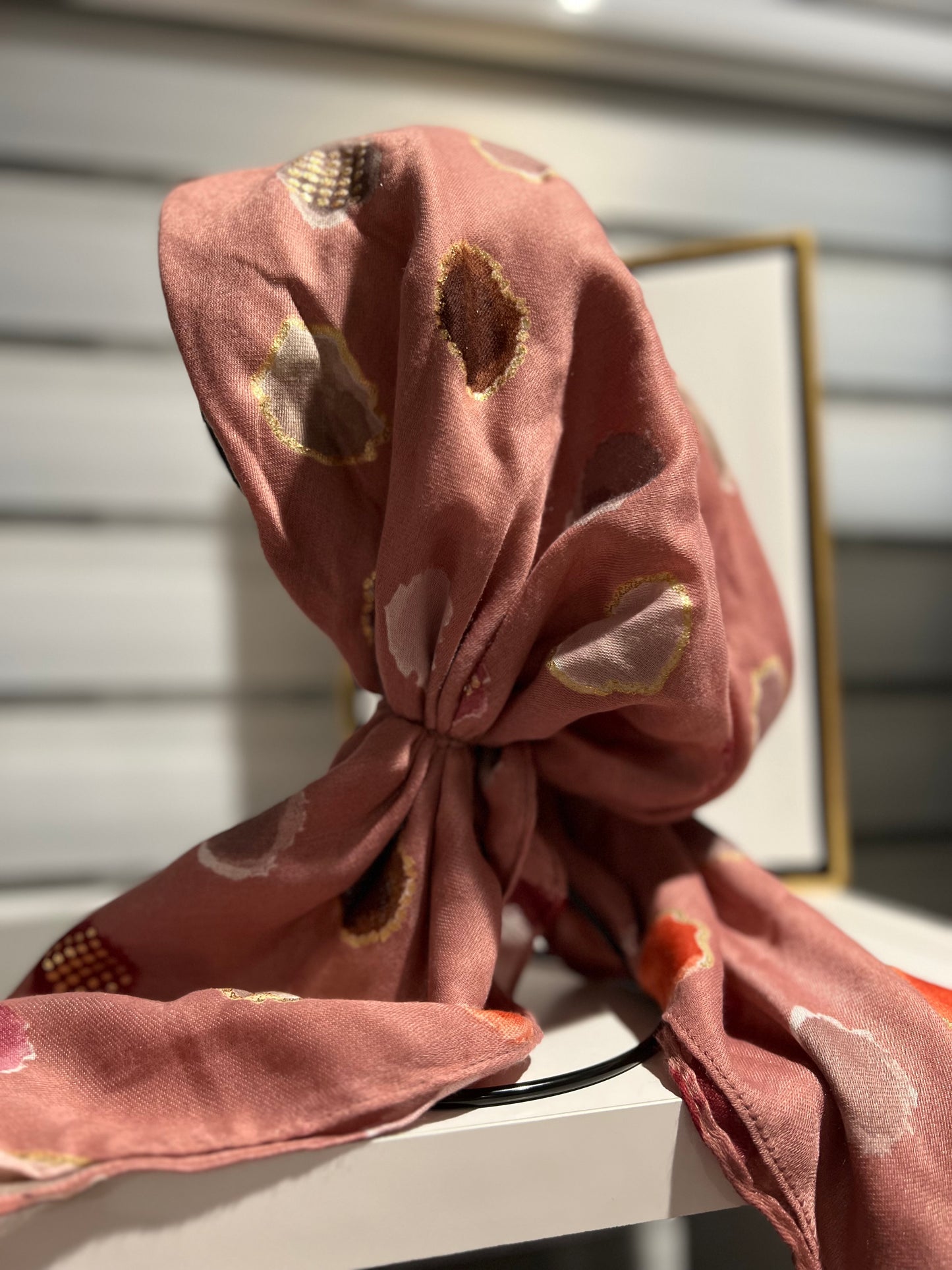 Pretied Tichel - Pink Dots