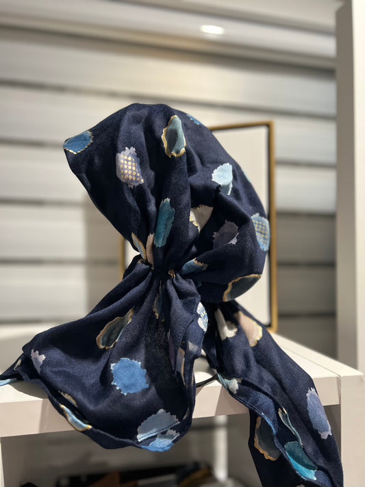 Pretied Tichel - Blue Dots