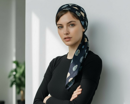 Pretied Tichel - Blue Dots