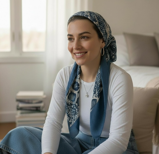 Square Tichel - Blue Snakeskin