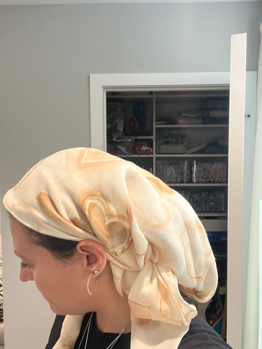 Square Scarf - Soft Gold Hearts
