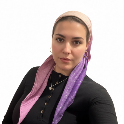 Square Tichel - Sparkling Purple Ombre