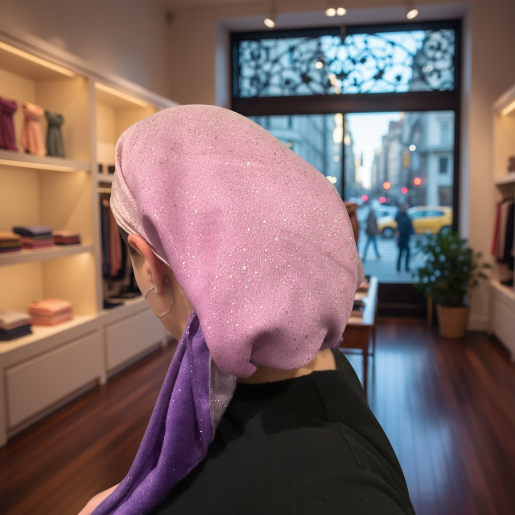 Square Tichel - Sparkling Purple Ombre