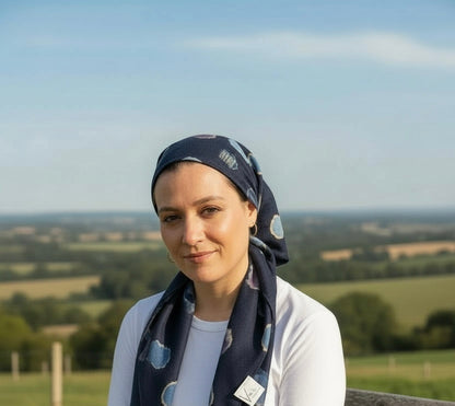 Square Scarf - Blue Dots