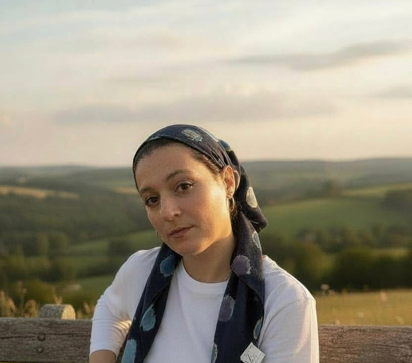 Square Scarf - Blue Dots