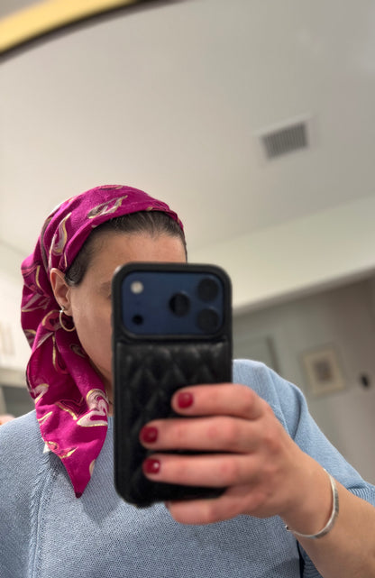 Square Scarf - Hot Pink Hearts