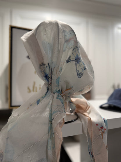 Pretied Tichel - Vicki, Soft Butterflies