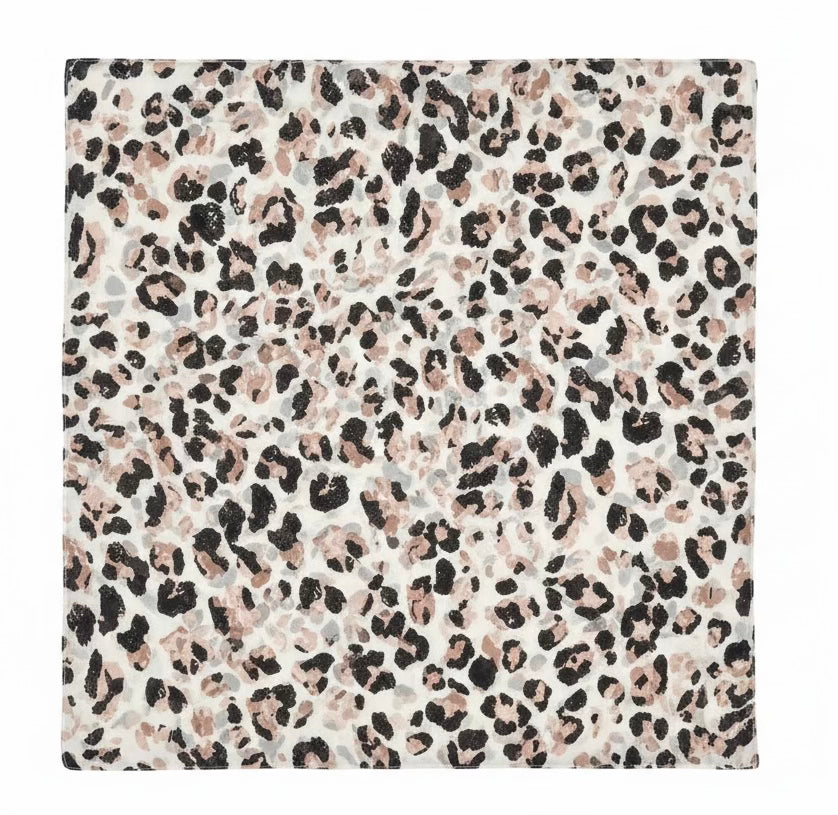 Square Scarf - Glittery Black and Brown Leopard (No Grip) SALE