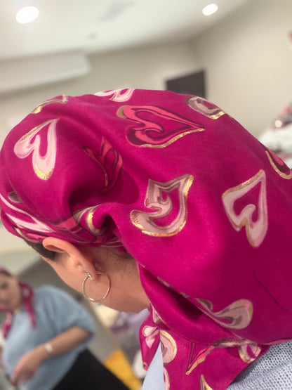 Square Scarf - Hot Pink Hearts