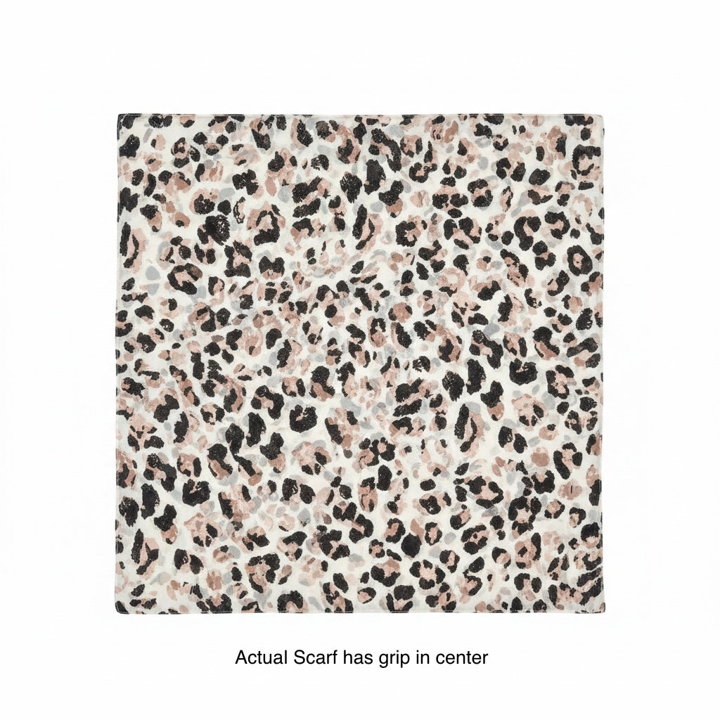 Square Scarf - Glittery Black and Brown Leopard