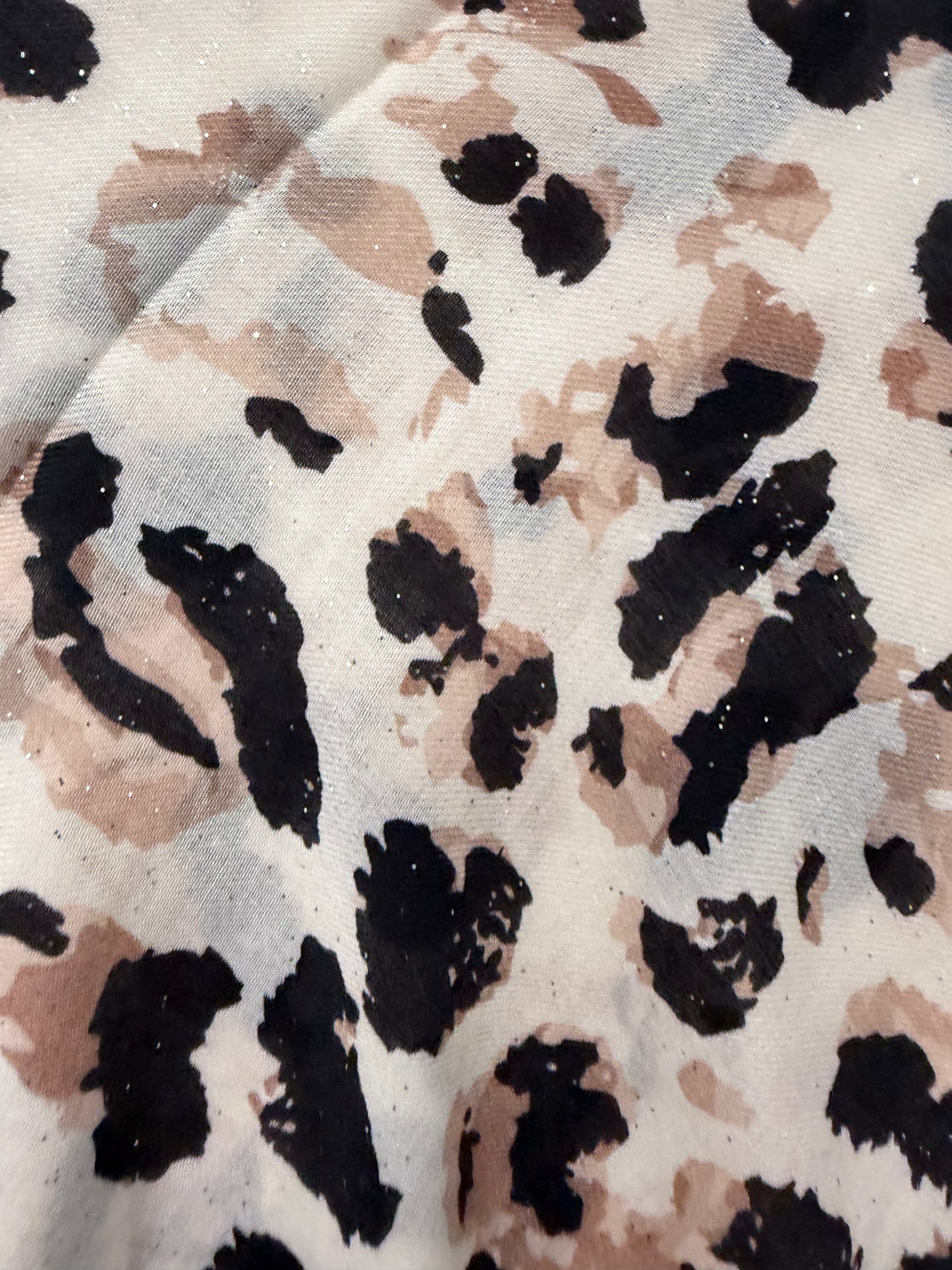 Square Scarf - Glittery Black and Brown Leapord