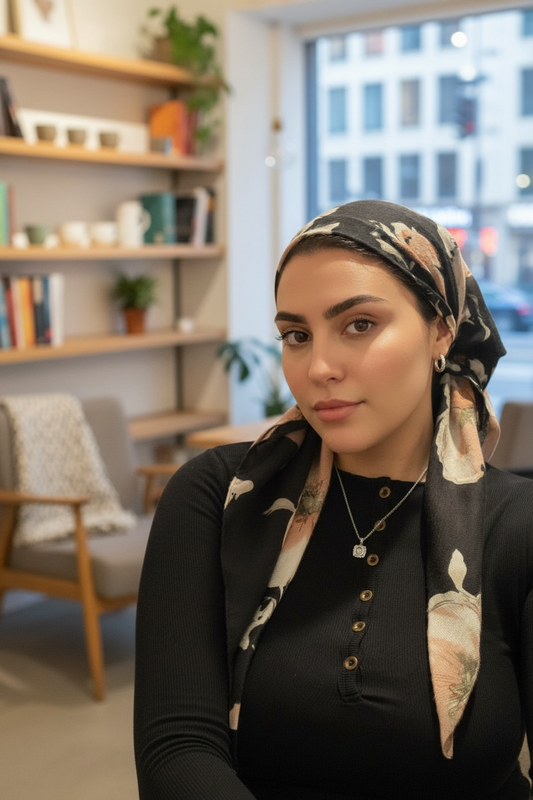 Square Scarf - Rebecca, soft pink floral