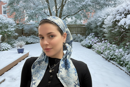 Square Tichel - Blue Coral