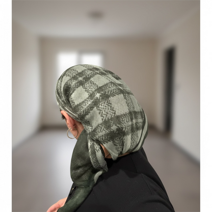 Square Tichel - Green Plaid