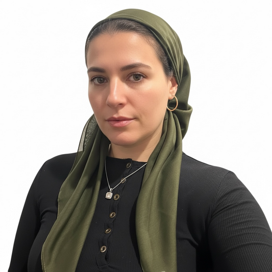 Square Tichel - Solid Olive Green