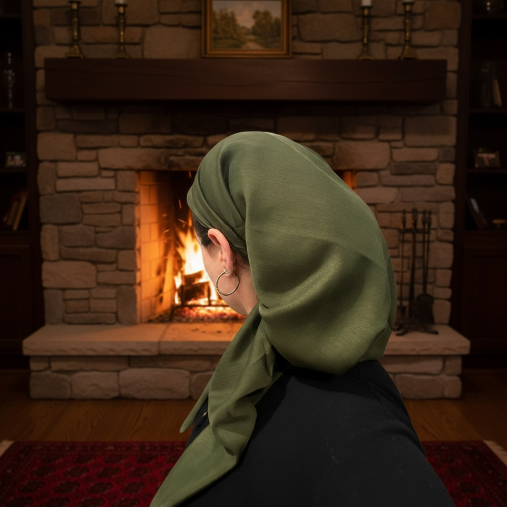 Square Tichel - Solid Olive Green