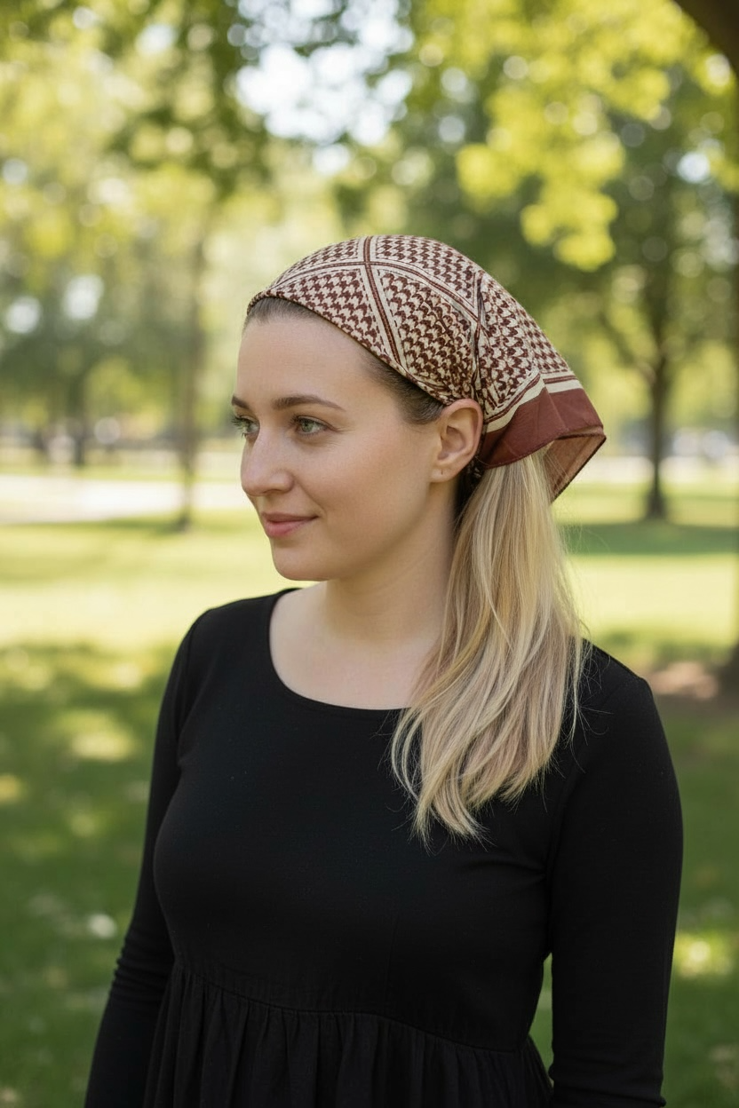Brown Houndstooth Bandana