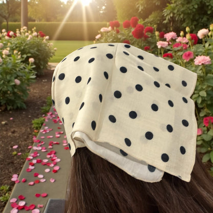 Cream and Black Polka Dot Bandana