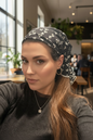 Black Floral Bandana - X Long
