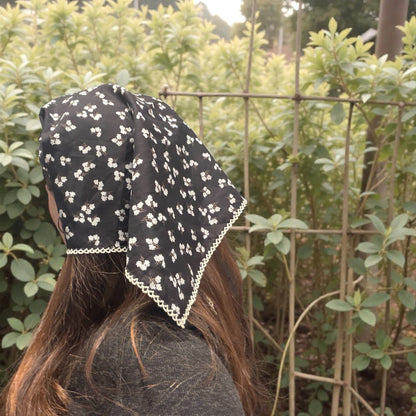 Black Floral Bandana - X Long