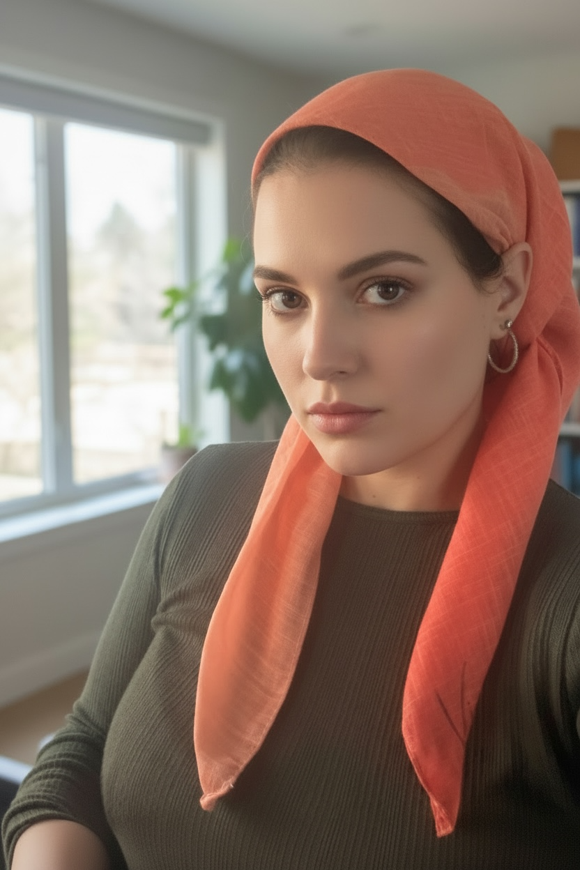 Square Tichel - Orange & Salmon Ombre Solid