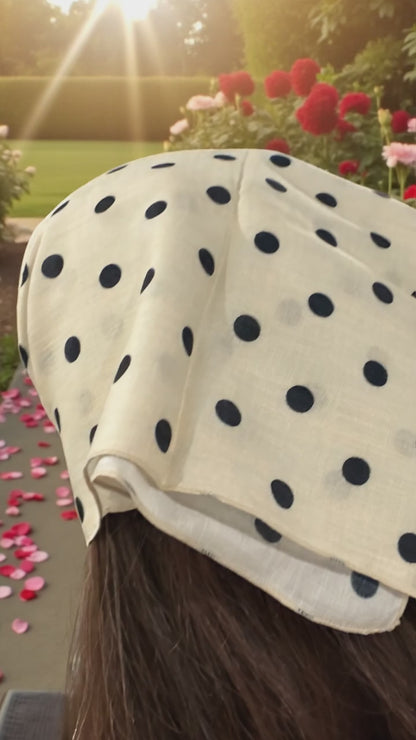 Cream and Black Polka Dot Bandana
