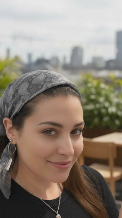 Grey Paisley Bandana